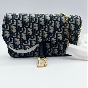 Dior saddle clutch never used blue oblique good hardware